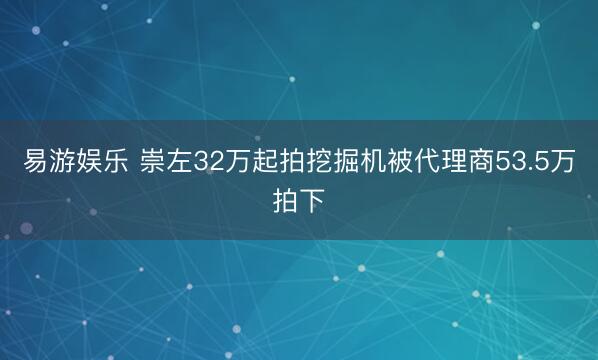 易游娱乐 崇左32万起拍挖掘机被代理商53.5万拍下