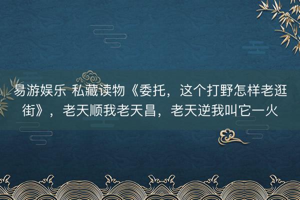 易游娱乐 私藏读物《委托，这个打野怎样老逛街》，老天顺我老天昌，老天逆我叫它一火