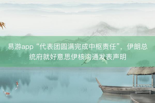 易游app “代表团圆满完成中枢责任”，伊朗总统府就好意思伊核沟通发表声明