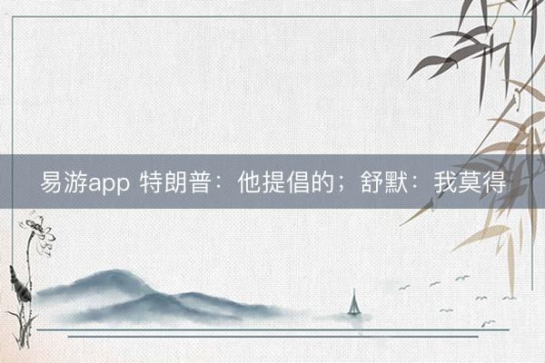 易游app 特朗普：他提倡的；舒默：我莫得