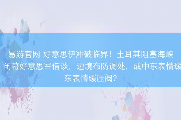 易游官网 好意思伊冲破临界！土耳其阻塞海峡通谈，闭幕好意思军借谈，边境布防调处，成中东表情缓压阀？