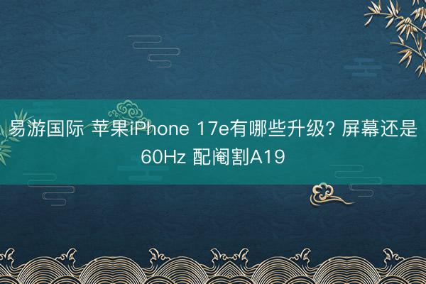 易游国际 苹果iPhone 17e有哪些升级? 屏幕还是60Hz 配阉割A19