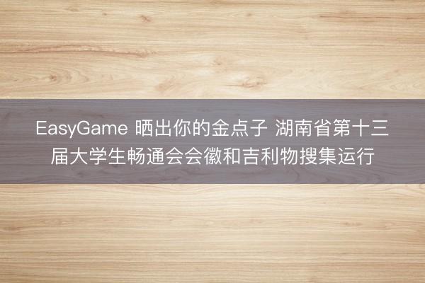 EasyGame 晒出你的金点子 湖南省第十三届大学生畅通会会徽和吉利物搜集运行