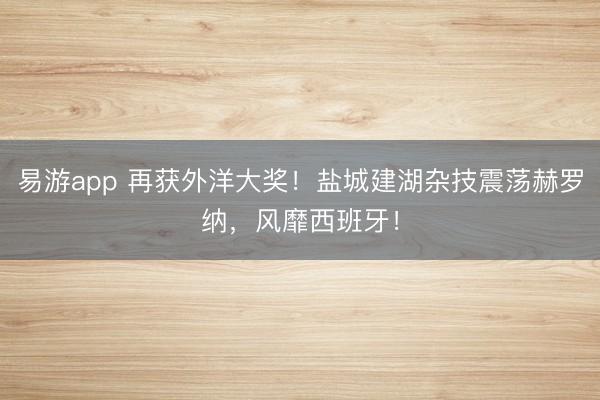 易游app 再获外洋大奖!盐城建湖杂技震荡赫罗纳,风靡西班牙!