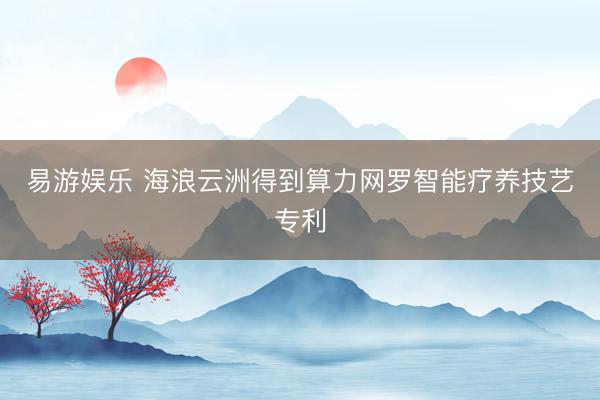 易游娱乐 海浪云洲得到算力网罗智能疗养技艺专利