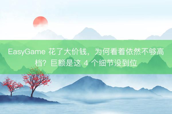 EasyGame 花了大价钱，为何看着依然不够高档？巨额是这 4 个细节没到位